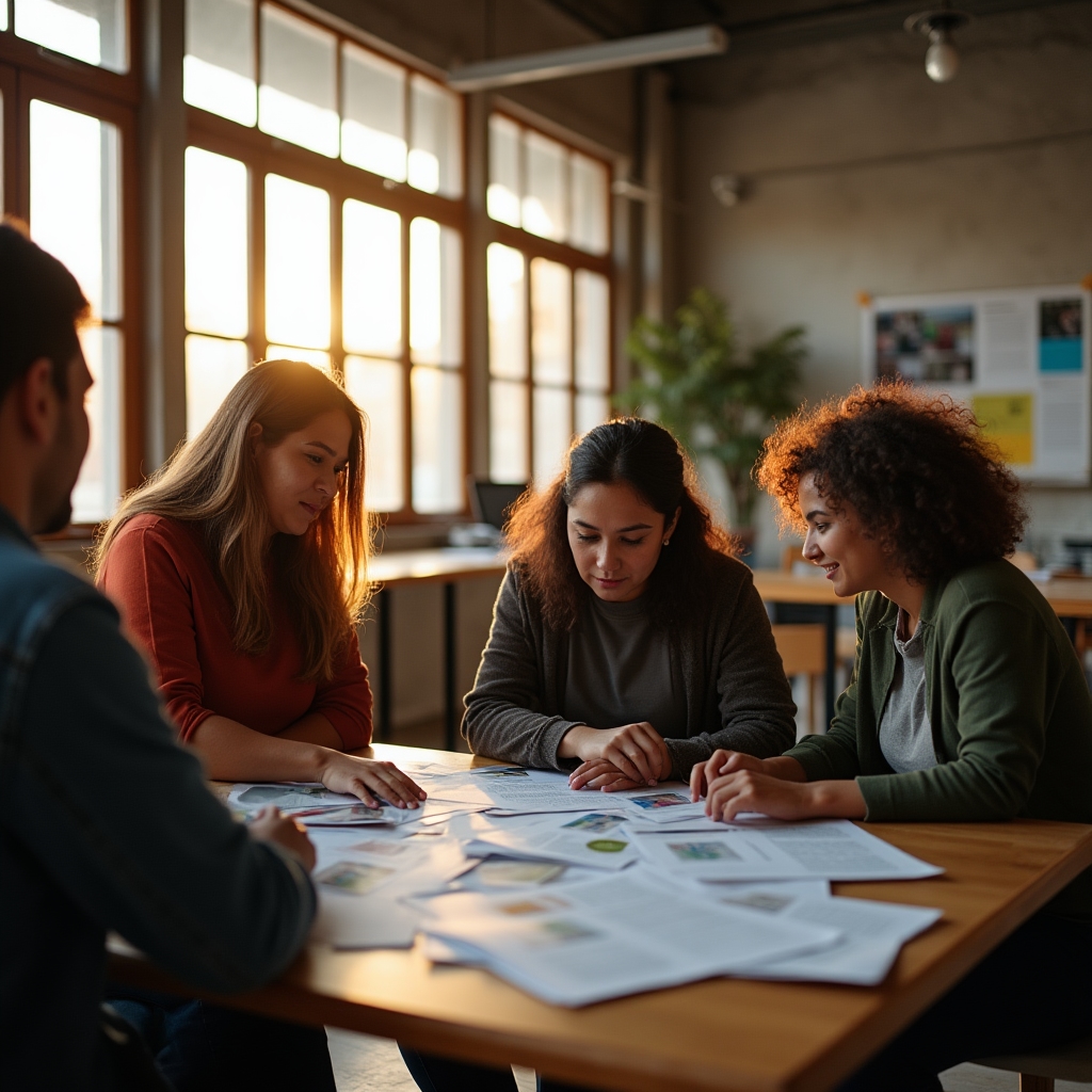 Community members reviewing social program information at an information center in Veracruz